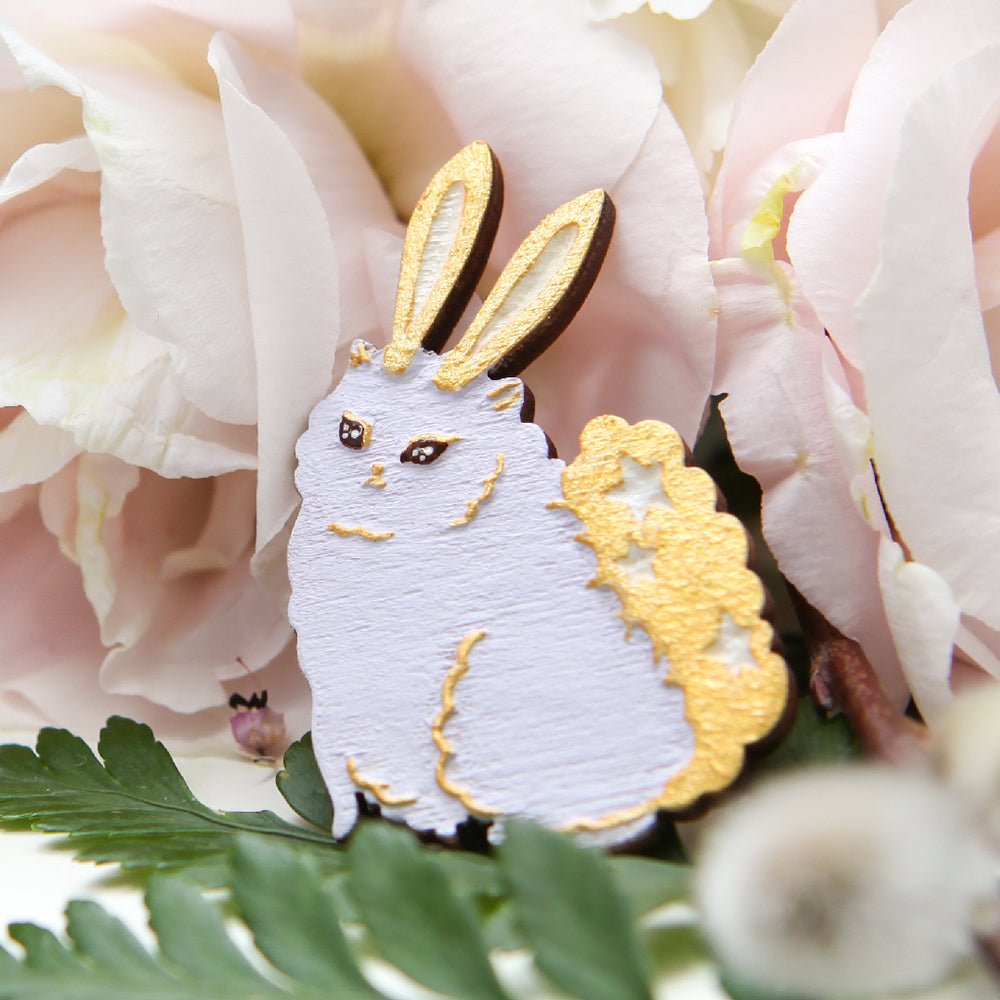 Brooch: To The Moon & Back (Lilac & Yellow Gold)